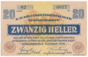 Dunaszerdahely / hadifogolytábor 1916. január 15. 20f "02 0017" T:I-