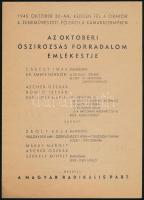 1946 Az Októberi Őszírózsás Forradalom emlékestje a Magyar Radikális Párt röplapja