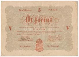 1848. 5Ft Kossuth bankó vörösesbarna 740157 T:III tűlyuk Adamo G109