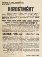 1945 Pécs, deportáltak visszahozatalára alakult bizottságról szóló felhívás hirdetmény. 40x60 cm