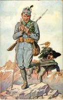 WWI Austro-Hungarian K.u.K. military art postcard, mountain infantry. M. Munk Wien Nr. 1026. s: Th. Zasche (EK)