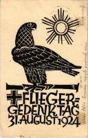 Flieger-Gedenktag 31. August 1924 / German military art postcard, Aviator Memorial Day (ragasztónyom / glue marks)