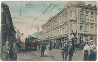 1906 Miskolc, Széchenyi utca, villamos, Horváth nagyszálloda és kávéház. montázs (EB)