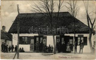 1915 Tóalmás, Fogyasztási és értékesítő szövetkezet üzlete, Mauthner magvak reklám. Potok Ernő fényképész 999.