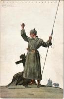 Gott strafe England! / WWI German military art postcard, Anti-British propaganda s: K. W. Boehmer (EK)