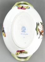 Herendi Rothschild mintás porcelán bonbonier, kézzel festett, jelzett, kis kopásnyomokkal, 13×9,5 cm