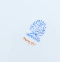 Herendi Apponyi mintás áttört porcelán kosár, kézzel festett, jelzett, kis kopásnyomokkal, d: 18 cm