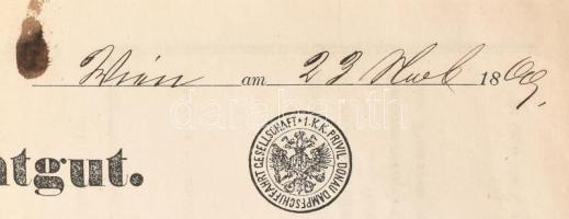 1869 Fuvarlevél a Gran hajóról, kék "GRAN" hajó bélyegzővel