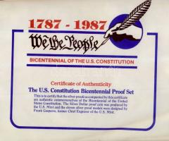USA 1987. "200 éves az Alkotmány" 1db Ag 1$-os + 11db Ag emlékérem 11x 28,5g mind klf motí...