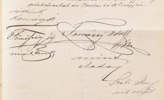 1876 Szerződés magas illeték lerovással: 3x20Fl (1870)+ 1x75kr (1873), 1x7Fl (1868) (245 500) / Cont...