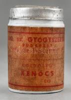 1410. sz. Gyógyszertár Budapest porcelán üvegcse alumínium fedéllel, hajszálrepedéssel, m: 4,5 cm