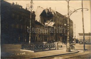 1915 Belgrád, szétlőtt házak / WWI Austro-Hungarian K.u.K. military, ruined houses in Beograd (Belgrade) photo (vágott / cut)