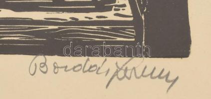 Bordás Ferenc (1911-1982): Tavaszi virágok. Fametszet, papír, jelzett, számozott (65/100). Üvegezett...