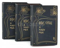 Eötvös Károly: A nagy per I-II-II. Bp., 1904, Révai, Kiadói egészvászon kötés, színezett lapszélek, kissé kopottas állapotban.