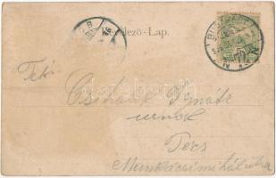 1906 Budapest VI. Andrássy út, Opera. Montázs esőben, esernyős alakok. Kl.V. Bp. 40. (fl)