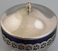 Fém + üveg betétes hat személyes teás csésze készélet, aljjal