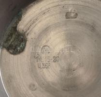 Fém + üveg betétes hat személyes teás csésze készélet, aljjal