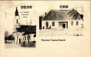 1917 Pusztavám, Puszta-Vám; községháza, evangélikus templom, iskola és lelkészlak