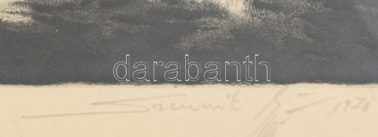 Kórusz József (1927-2010): Tavaszi erdő. Rézkarc, papír, jelzett, számozott (36/100). Üvegezett, kop...