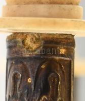 Ezüst (Ag) nyelű, bütykös végű, salátás tálaló, 2 db, csont végű, bruttó: 103g, h:26cm