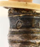 Ezüst (Ag) nyelű salátás tálaló, 2 db, csont végű, bruttó: 103g, h:26cm