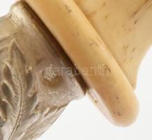 Ezüst (Ag) nyelű, szecessziós, salátás tálaló, 2 db, csont végű, bruttó: 96g, h:23cm