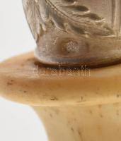 Ezüst (Ag) nyelű, szecessziós, salátás tálaló, 2 db, csont végű, bruttó: 96g, h:23cm