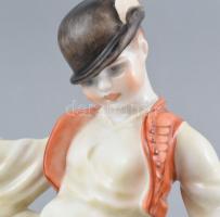 Herendi porcelán Ludas Matyi, kézzel festett, jelzett (Lux Elek), kis kopásnyomokkal, 25x11,5x20 cm