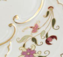 Zsolnay dísztál, kézzel festett porcelán, öblében aranyozott felirat: "A Magyar Köztársaság cen...