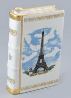 Limogesi porcelán könyv formájú flaska, matricás, jelzett, kis kopásnyomokkal, m: 18 cm