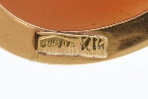 Arany (Au) 14 K kámea medál/bross, jelzett, 3×2,5 cm, bruttó: 5,94 g