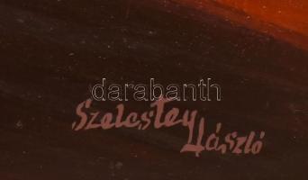 Szelestey László (1939-1991): Fények és árnyékok. Olaj, farost, jelzett. Hátoldalán autográf felirat...