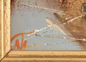 Méhész Tamás (1940-): Tél. Olaj, farost, jelzett. Dekoratív fakeretben, 13×18 cm