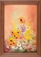Heil Edit (?-): Virágok. Olaj, farost, jelzett. Dekoratív fakeretben, 33×23 cm