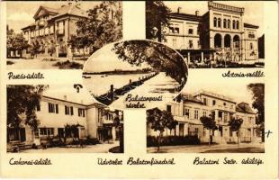 1949 Balatonfüred, Postás üdülő, Astoria szálló, Parti részlet, Csokonai üdülő, Balatoni Szövetség üdülője (Rb)