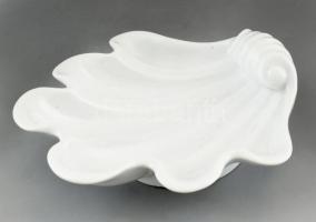 Herendi kagyló formájú kínáló, fehér mázas porcelán, jelzett, sérült 23x23cm
