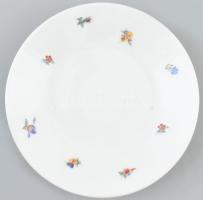 Zsolnay porcelán virágmintás kis tál, matricás, jelzett, kis kopásnyomokkal, d: 13,5 cm