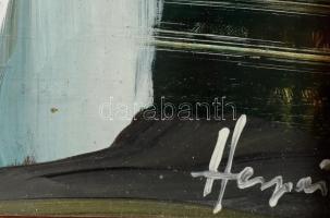 Herpai Zoltán (1951-2011): Piros virág Velencében. Olaj, farost, jelzett. Hátoldalán címkén felirato...