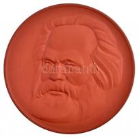 NDK 1978. "Karl Marx" kerámia emlékplakett, hátoldalán a Meisseni Porcelánmanufaktúra gyártói jelzésével, illetve egy elhalványodott írással, eredeti tokban (155mm) T:1 GDR 1978. "Karl Marx" ceramic medallion, with mark of the "Porcelain Manufactory of Meissen" and with a message on the backside, in original case (155mm) C:UNC