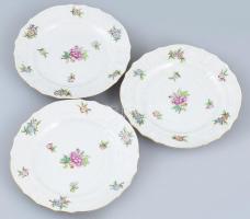 Herendi Eton mintás lapos tányér, 2db, teás alj, 3 db, jelzett, kopott, d:23-15cm