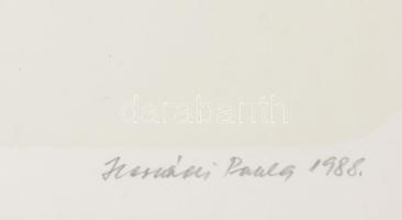 Hernádi Paula (1947-): Fűzfa. Litográfia, papír, jelzett, számozott (26/30). 30x24 cm. Üvegezett fak...