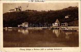 Tihany, látkép a Balaton felől az apátsági kolostorral (Rb)