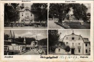 1949 Hévíz, Szanatórium, Tóparti részlet, Strandfürdő, Petőfi villa (lyukak / pinholes)