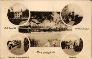 1926 Hévíz, Deák Ferenc lak, Fürdőház főbejárata, Jókai-ház a csatornafürdővel, Csányi-ház, villa (ázott / wet damage)