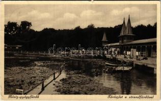 1931 Hévíz, Tórészlet a strandfürdővel, fürdőzők (kis szakadás / small tear)