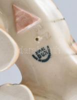 Porcelán Royal Dux tigris, kézzel festett, halvány, kopott jelzéssel, kopással, 8,5x20 cm