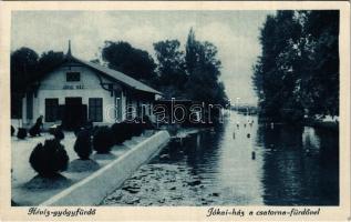 1928 Hévíz, Jókai-ház a csatornafürdővel, fürdőzők