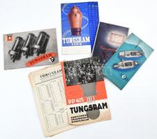 cca 1930-1940 Tungsram reklámnyomtatványok (naptár, árjegyzékek, reklámlap, kihajtható táblázat), összesen 8 db, vegyes állapotban