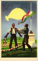 Magyar öröm, magyar bánat. Kiadja az Ereklyés Országzászló Nagybizottsága / Hungarian irredenta propaganda art postcard, Treaty of Trianon