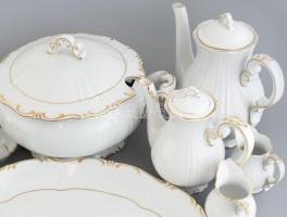Zsolnay vastag tollazott étkészlet, teás készlet, mokkás készlet, pótlás van benne ezért van ami kev...